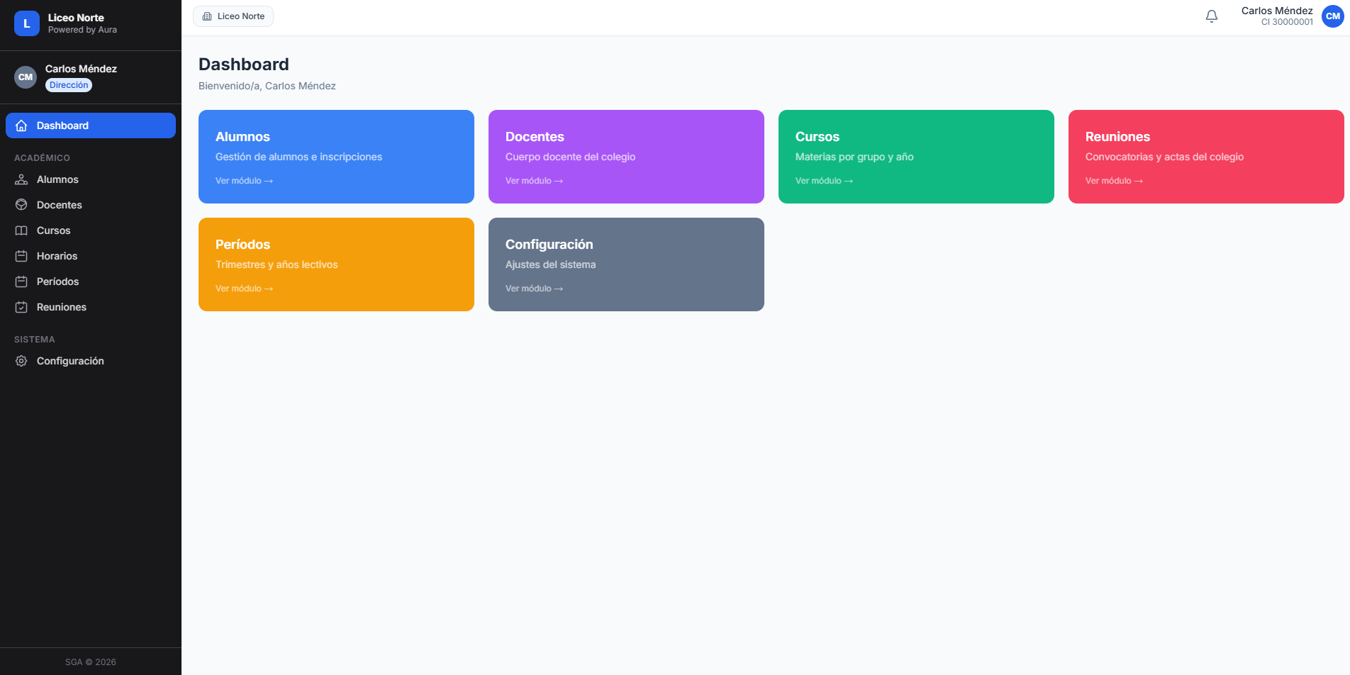 Dashboard de Dirección de SGA